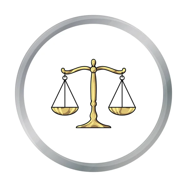 Icône des échelles de justice en style dessin animé isolé sur fond blanc. Illustration vectorielle du symbole criminel . — Image vectorielle