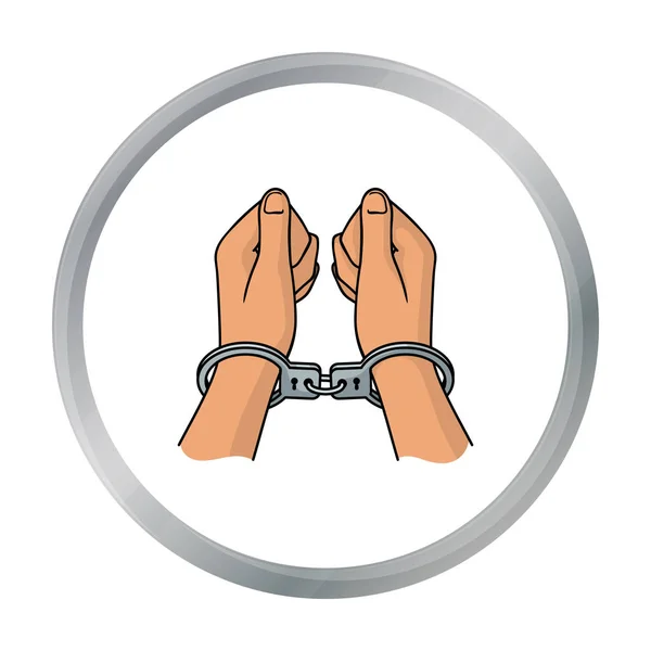 Hands in handcuffs icon in cartoon style isolated on white background. Crime symbol stock vector illustration. — Stock Vector