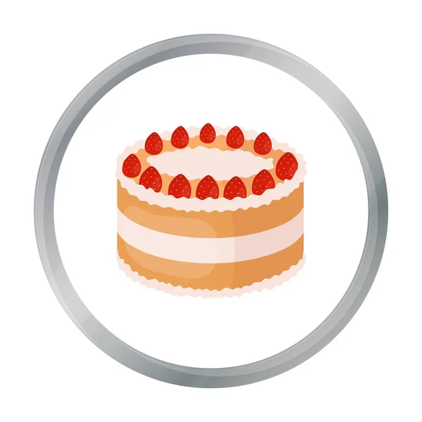 Ícone de bolo de morango em estilo cartoon isolado no fundo branco. Bolos símbolo estoque vetor ilustração . — Vetor de Stock