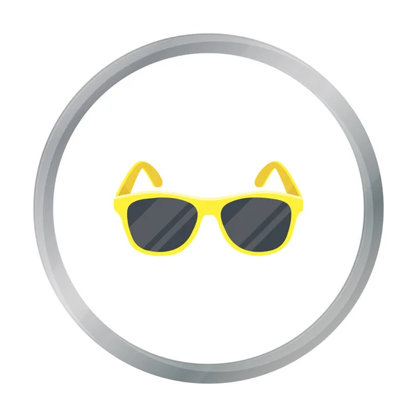 Yellow trendy sunglasses icon in cartoon style isolated on white background. Brazil country symbol stock vector illustration. — Stock Vector