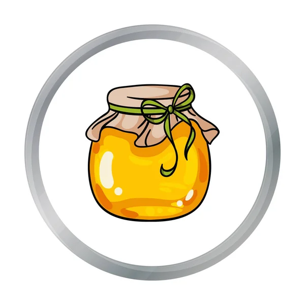 Jar de mel ícone em estilo cartoon isolado no fundo branco. Ilustração do vetor do estoque do símbolo de Apiary —  Vetores de Stock