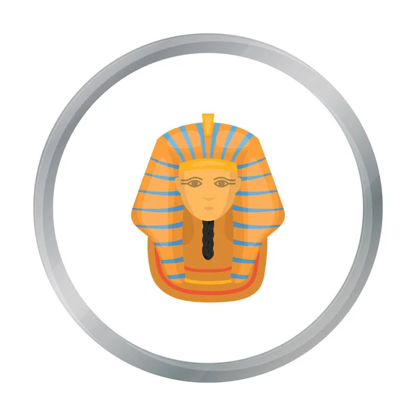 在白色背景上孤立的卡通风格的法老黄金面具图标。古代埃及象征股票矢量图. — 图库矢量图片