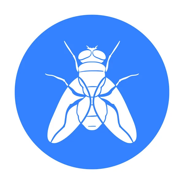 Vliegen pictogram in zwarte stijl geïsoleerd op een witte achtergrond. Insecten symbool voorraad vectorillustratie. — Stockvector