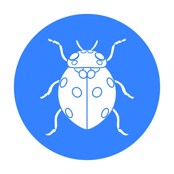 Lieveheersbeestje pictogram in zwarte stijl geïsoleerd op een witte achtergrond. Insecten symbool voorraad vectorillustratie. — Stockvector