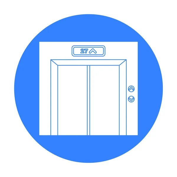 Icône de l'ascenseur dans un style noir isolé sur fond blanc. Image vectorielle de stock de symbole d'hôtel . — Image vectorielle