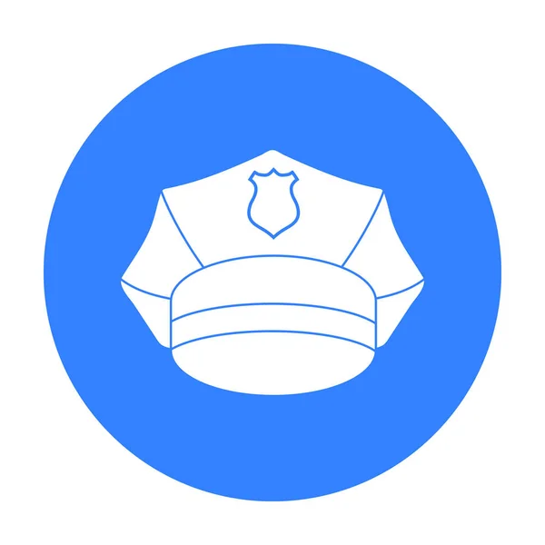 Icono de gorra de policía en estilo negro aislado sobre fondo blanco. Sombreros símbolo stock vector ilustración . — Vector de stock