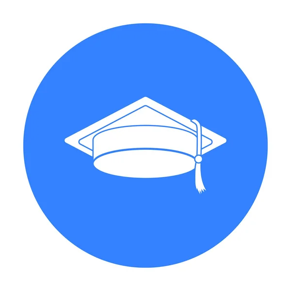 Ícone de boné de graduação em estilo preto isolado no fundo branco. Chapéus símbolo estoque vetor ilustração . —  Vetores de Stock