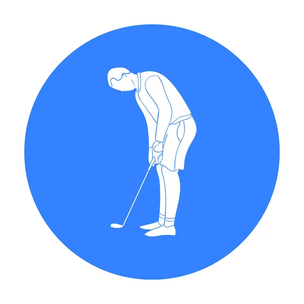 Golfista antes de patada icono en estilo negro aislado sobre fondo blanco. Golf club símbolo stock vector ilustración . — Vector de stock