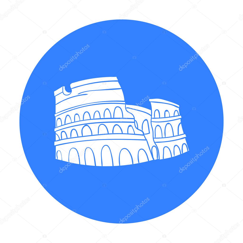 Colosseum in Italy icon in black style isolated on white background. Italy country symbol stock vector illustration.