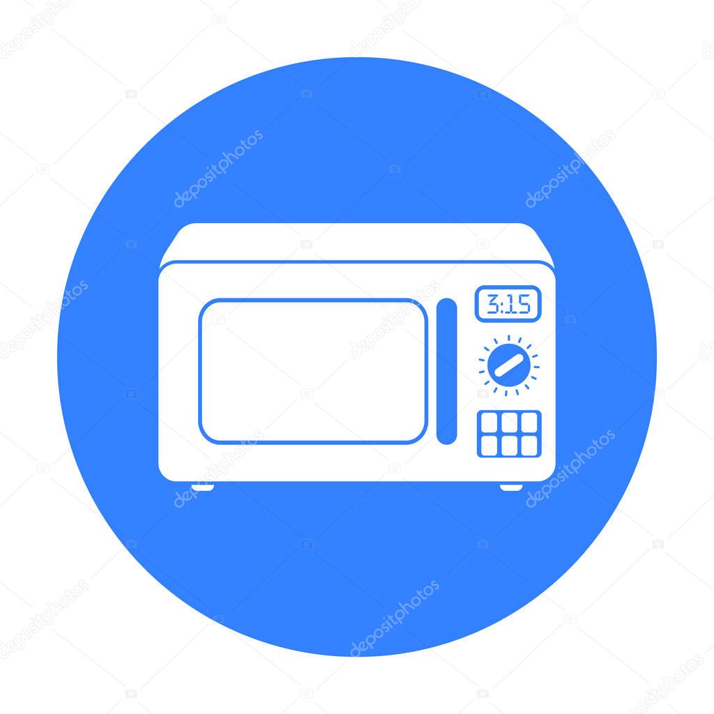 Microwave icon in black style isolated on white background. Household appliance symbol vector illustration.