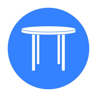 Ahşap yuvarlak masa simge siyah stil beyaz arka plan üzerinde izole içinde. Mobilya ve ev iç sembol stok illüstrasyon vektör.