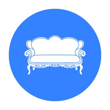 Vintage kanepe simge siyah stil beyaz arka plan üzerinde izole içinde. Mobilya ve ev iç sembol stok illüstrasyon vektör.