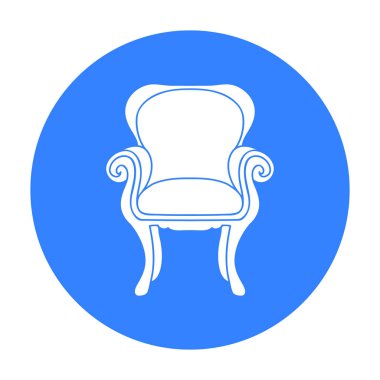 Kanat-sandalye simge siyah stil beyaz arka plan üzerinde izole içinde arka. Mobilya ve ev iç sembol stok illüstrasyon vektör.