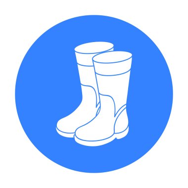 Kauçuk simge siyah tarzında beyaz arka plan üzerinde izole önyükleme yapar. Balık tutma sembol stok vektör çizim.