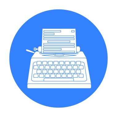 Daktilo simge siyah stil beyaz arka plan üzerinde izole içinde. Filmler ve sinema sembol stok illüstrasyon vektör.