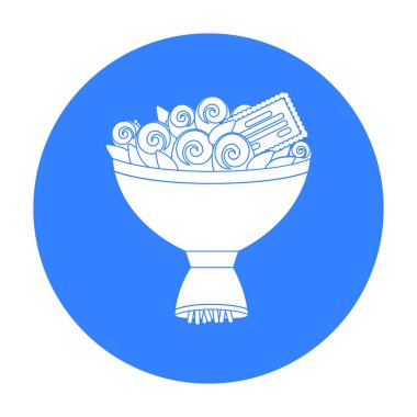 Not simgesi beyaz arka plan üzerinde izole siyah tarzı ile çiçek buketi. Olay hizmeti sembol stok vektör çizim.