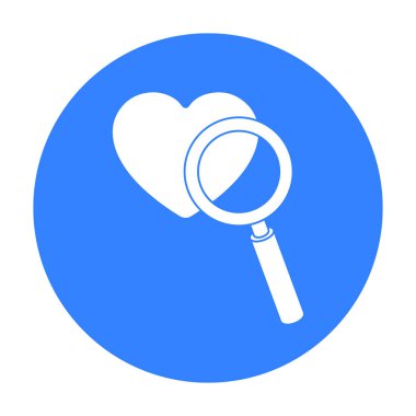 Bir aşk simge siyah stil beyaz arka plan üzerinde izole arama. E-ticaret sembol stok vektör çizim.