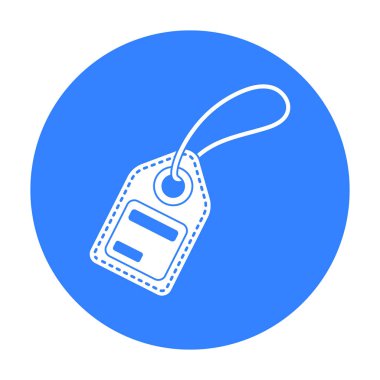 Etiket simge siyah stil beyaz arka plan üzerinde izole içinde. E-ticaret sembol stok vektör çizim.