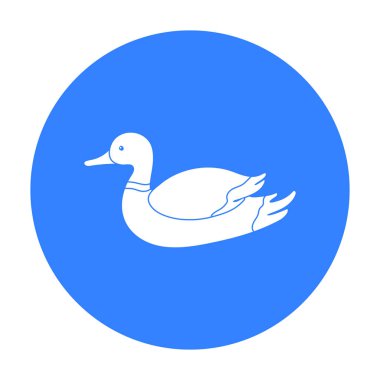 Ördek simge siyah stil beyaz arka plan üzerinde izole içinde. Avcılık sembol stok vektör çizim.