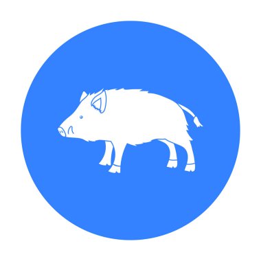 Yaban domuzu simgesinde siyah stil beyaz arka plan üzerinde izole. Avcılık sembol stok vektör çizim.