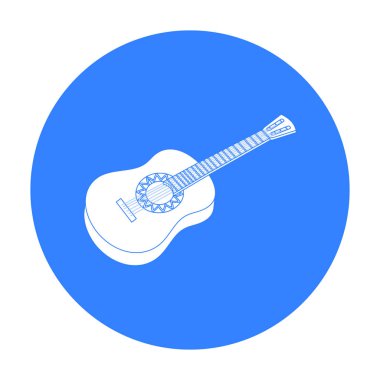 Meksika akustik gitar simge siyah stil beyaz arka plan üzerinde izole içinde. Meksika ülke sembol stok vektör çizim.