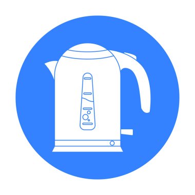 Elektrikli su ısıtıcısı simge siyah stil beyaz arka plan üzerinde izole içinde. Mutfak sembol stok vektör çizim.