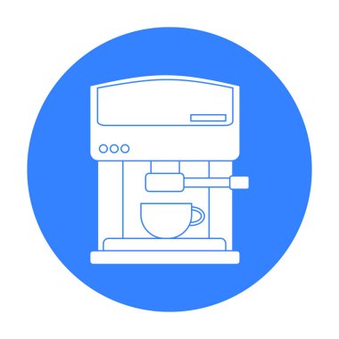 Kahve makinesi simge siyah stil beyaz arka plan üzerinde izole içinde. Mutfak sembol stok vektör çizim.