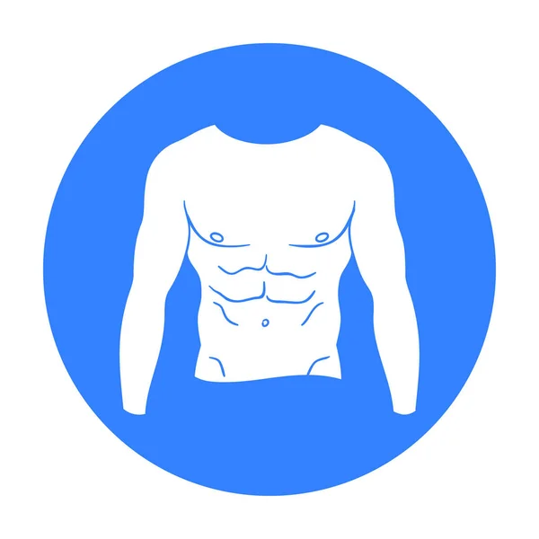 Icono del torso muscular en estilo negro aislado sobre fondo blanco. Deporte y fitness símbolo stock vector ilustración . — Vector de stock