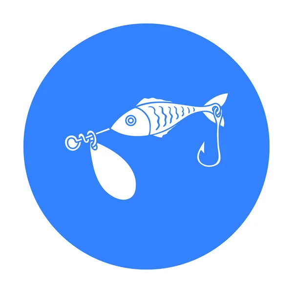 Значок рыбалки в черном стиле выделен на белом фоне. Векторная иллюстрация рыболовного символа . — стоковый вектор