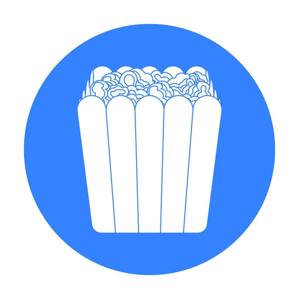 Popcorn ikona v černém stylu izolovaných na bílém pozadí. Filmy a kina symbol akcií vektorové ilustrace. — Stockový vektor