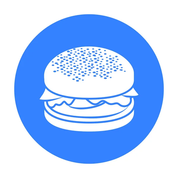 Hamburger vector pictogram in zwarte stijl voor web — Stockvector