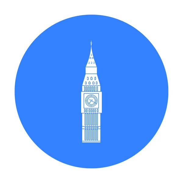 Big Ben Symbol im schwarzen Stil isoliert auf weißem Hintergrund. england country symbol stock vektor illustration. — Stockvektor