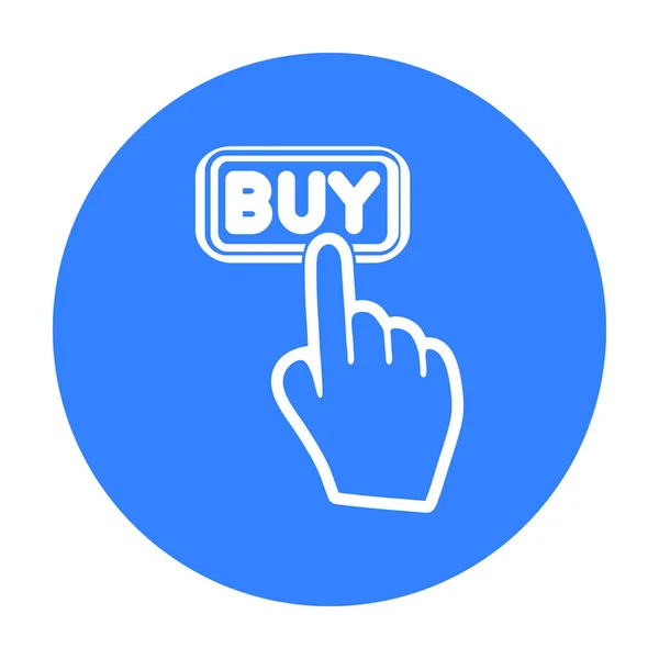 Het kopen van en klik op pictogram in zwarte stijl geïsoleerd op een witte achtergrond. E-commerce symbool voorraad vectorillustratie. — Stockvector
