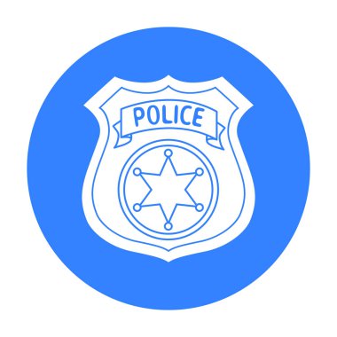 Polis memuru rozet simge siyah stil beyaz arka plan üzerinde izole içinde. Suç sembol stok vektör çizim.