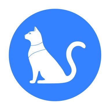 Kedi Tanrıça Bast simge siyah stil beyaz arka plan üzerinde izole içinde. Antik Mısır sembolü hisse senedi vektör çizim.