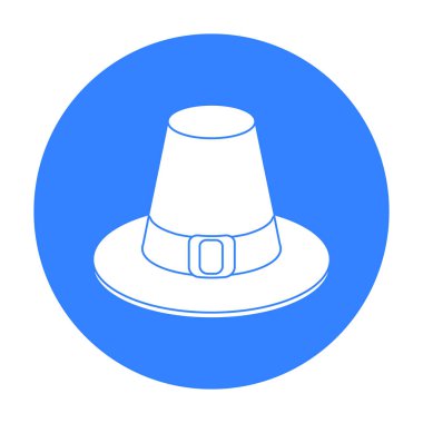 Hacı şapka simge siyah stil beyaz arka plan üzerinde izole içinde. Kanadalı Şükran günü sembol stok vektör çizim.