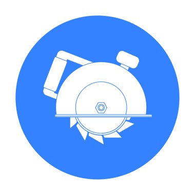 Daire testere simge siyah stil beyaz arka plan üzerinde izole içinde. Kurmak ve sembol stok vektör çizim onarma.