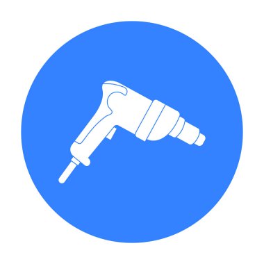 Simge siyah stil beyaz arka plan üzerinde izole içinde matkap. Kurmak ve sembol stok vektör çizim onarma.