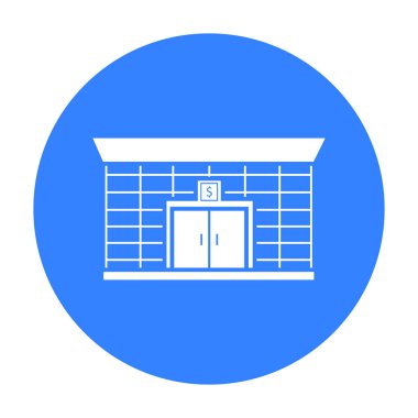 Banka simge siyah. Tek bina simge siyah büyük şehir altyapı.