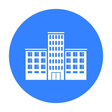 Hastane simge siyah. Tek bina simge siyah büyük şehir altyapı.