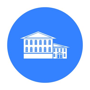 Hotel Icon siyah. Tek bina simge siyah büyük şehir altyapı.