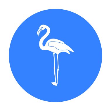 Flamingo simge siyah stil beyaz arka plan üzerinde izole içinde. Kuş sembol stok vektör çizim.