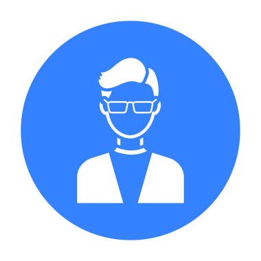 Gözlük simgesi siyah adam. Tek avatar, büyük avatar siyah simgesinden sevgiyle.