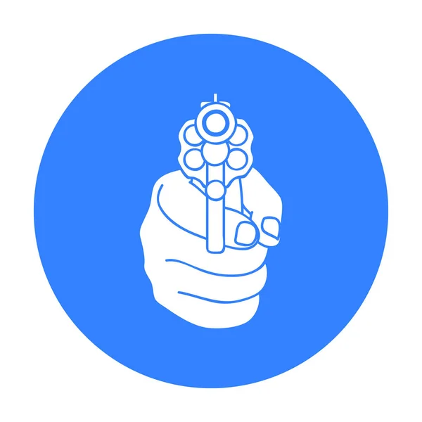 Icono de pistola dirigida en estilo negro aislado sobre fondo blanco. Crimen símbolo stock vector ilustración . — Archivo Imágenes Vectoriales