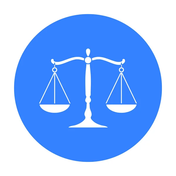 Escalas de icono de la justicia en estilo negro aislado sobre fondo blanco. Crimen símbolo stock vector ilustración . — Vector de stock