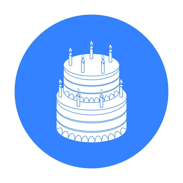 Значок торт день рождения в черном стиле изолированы на белом фоне. Векторная иллюстрация символов тортов . — стоковый вектор