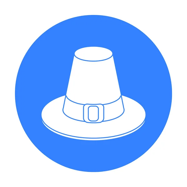 Icono de sombrero de peregrino en estilo negro aislado sobre fondo blanco. Día de Acción de Gracias canadiense símbolo stock vector ilustración . — Vector de stock