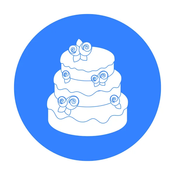 Kuchen mit Rosen-Symbol im schwarzen Stil isoliert auf weißem Hintergrund. Kuchen Symbol Lager Vektor Illustration. — Stockvektor