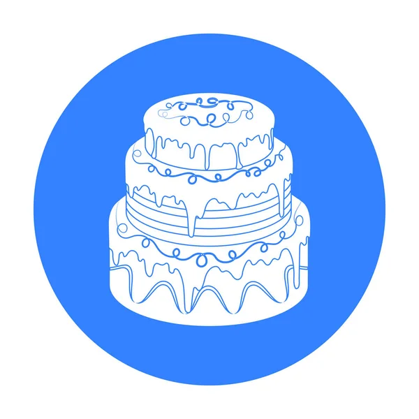 Icono de pastel azul de tres capas en estilo negro aislado sobre fondo blanco. Pasteles símbolo stock vector ilustración . — Archivo Imágenes Vectoriales