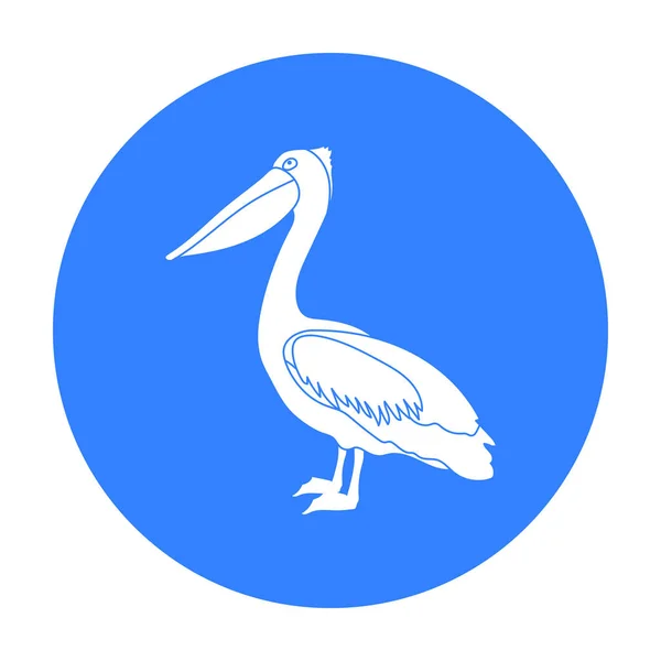 Icono pelícano en estilo negro aislado sobre fondo blanco. Pájaro símbolo stock vector ilustración . — Vector de stock